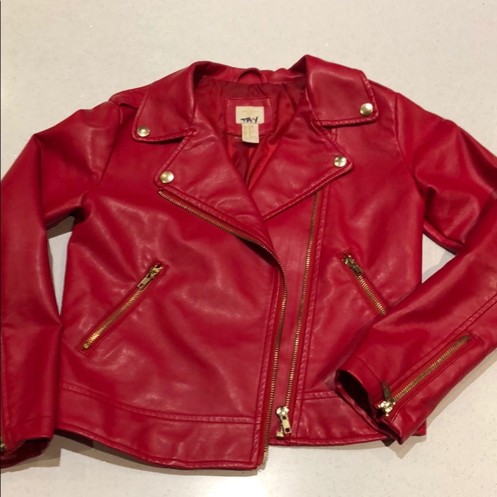 Forever 21 red faux leather jacket